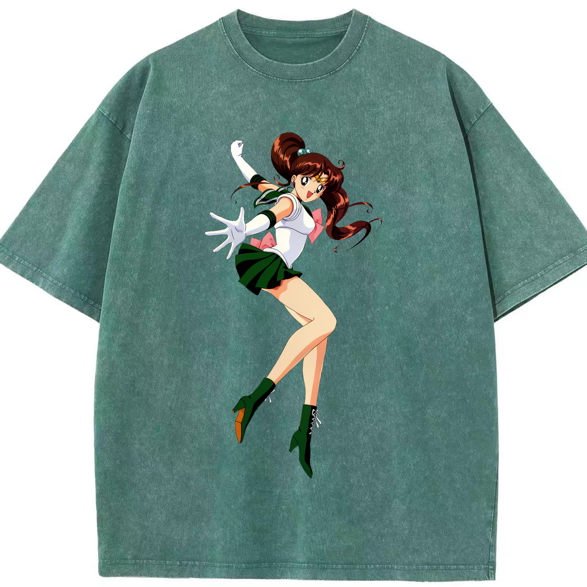 （画像用） 美少女戦士セーラームーン 木野 まこと きの まこと Sailor Moon Kino Makoto （セーラージュピター；Sailor Jupiter） 綿100% ヴィンテージ風 半袖Tシャツ（フロントプリント）